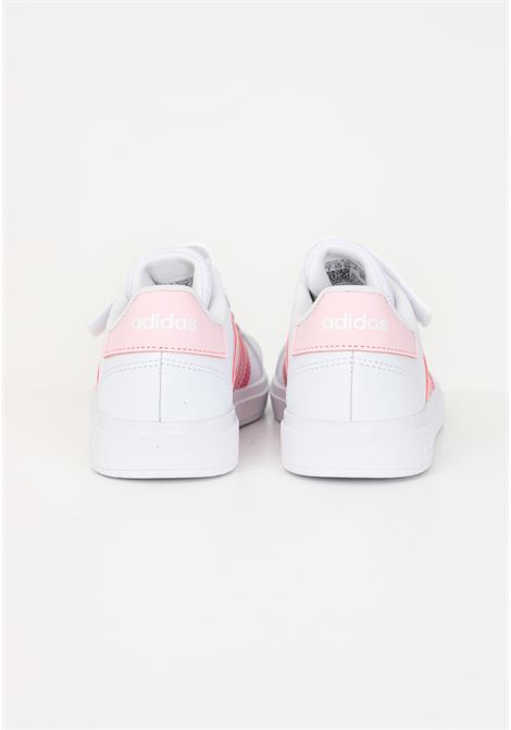 White sneakers with pink stripes for Grand Court girls ADIDAS PERFORMANCE | IG4838.